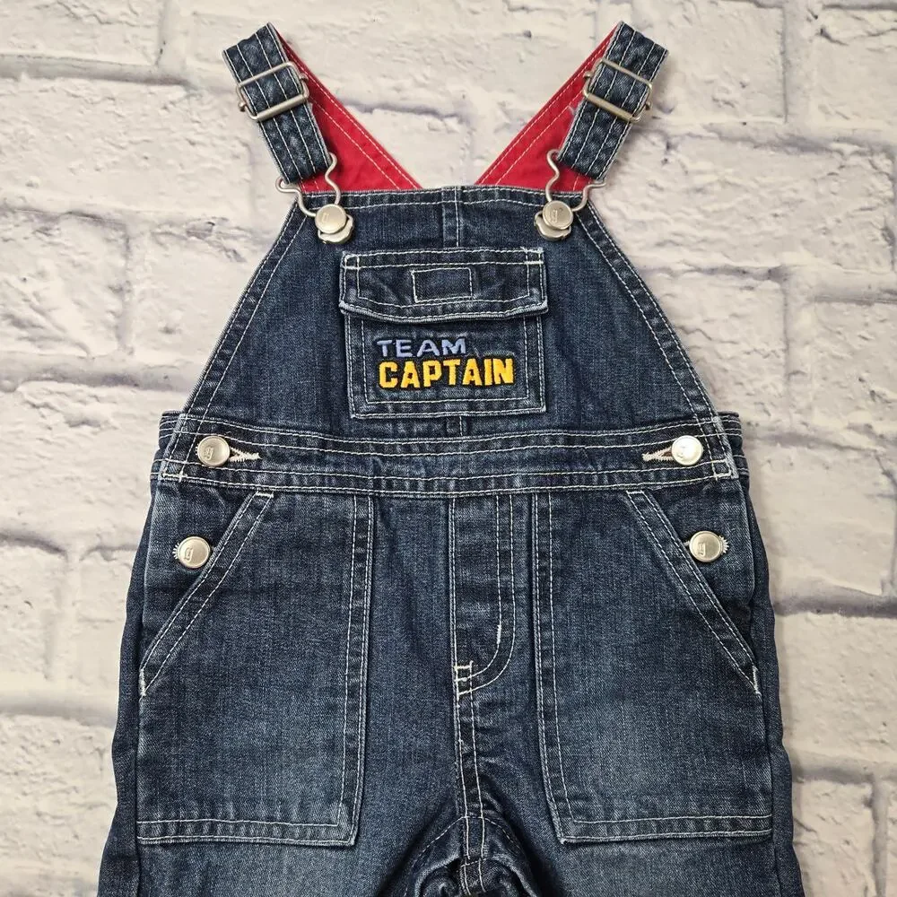 Gymboree Team Captain Denim Overalls size 3-6 months